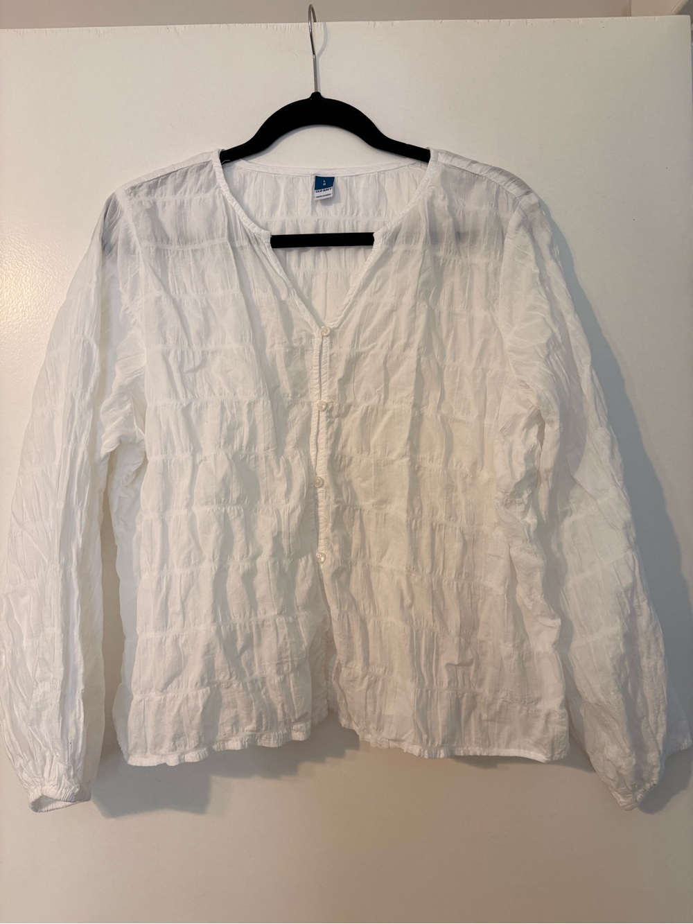 Old Navy White Textured Button-Front Women's Blouse
